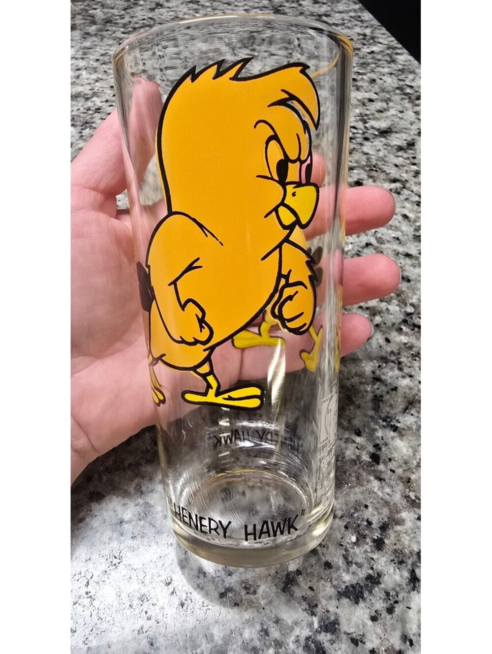 Henery Hawk 1973 Warner Brothers Pepsi White Logo Glass Cup Looney Toons